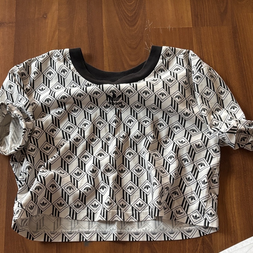 Adidas Monochrome Geometric Crop Top